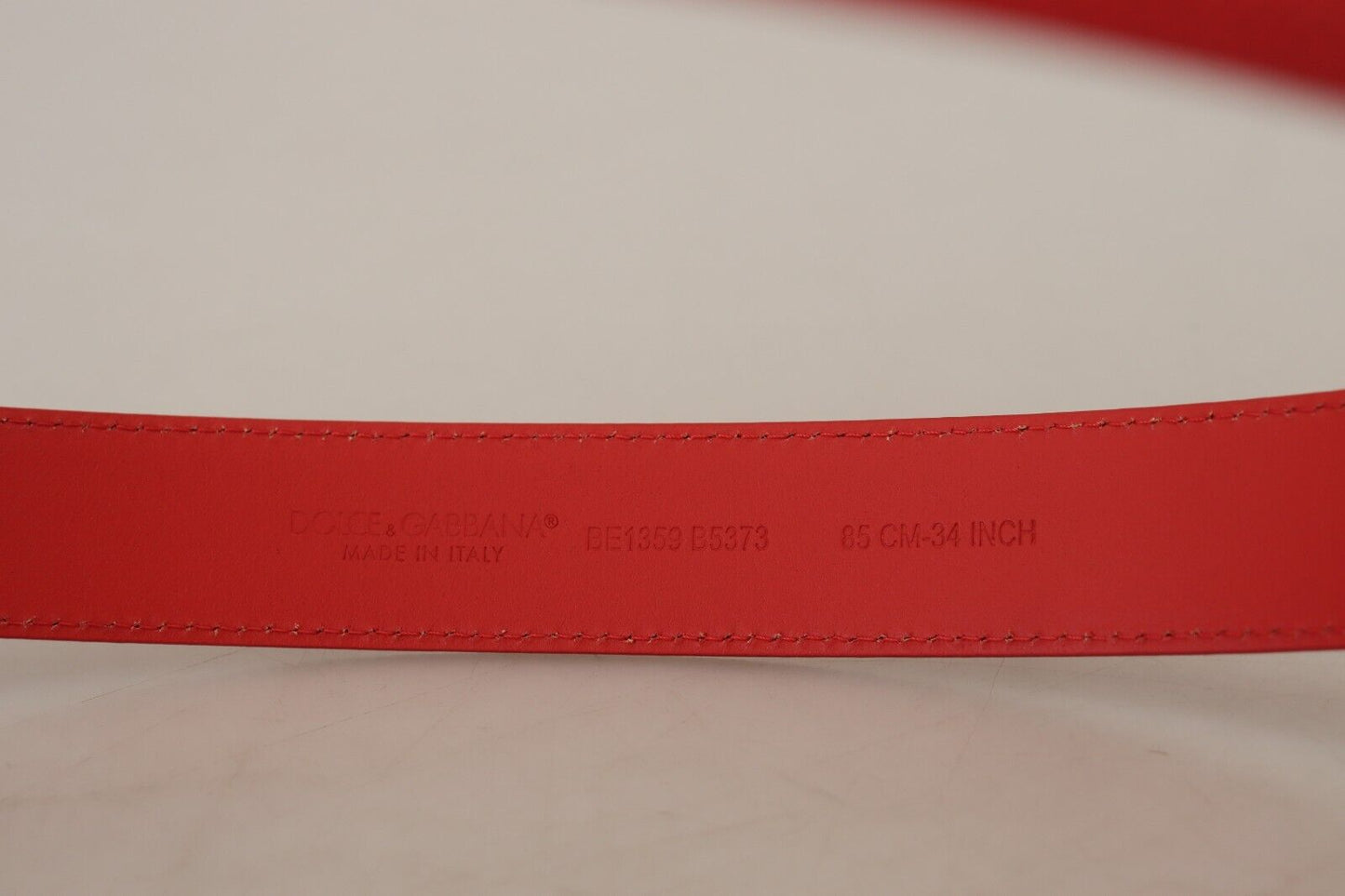 Dolce & Gabbana Elegant Red Leather Engraved Buckle Belt