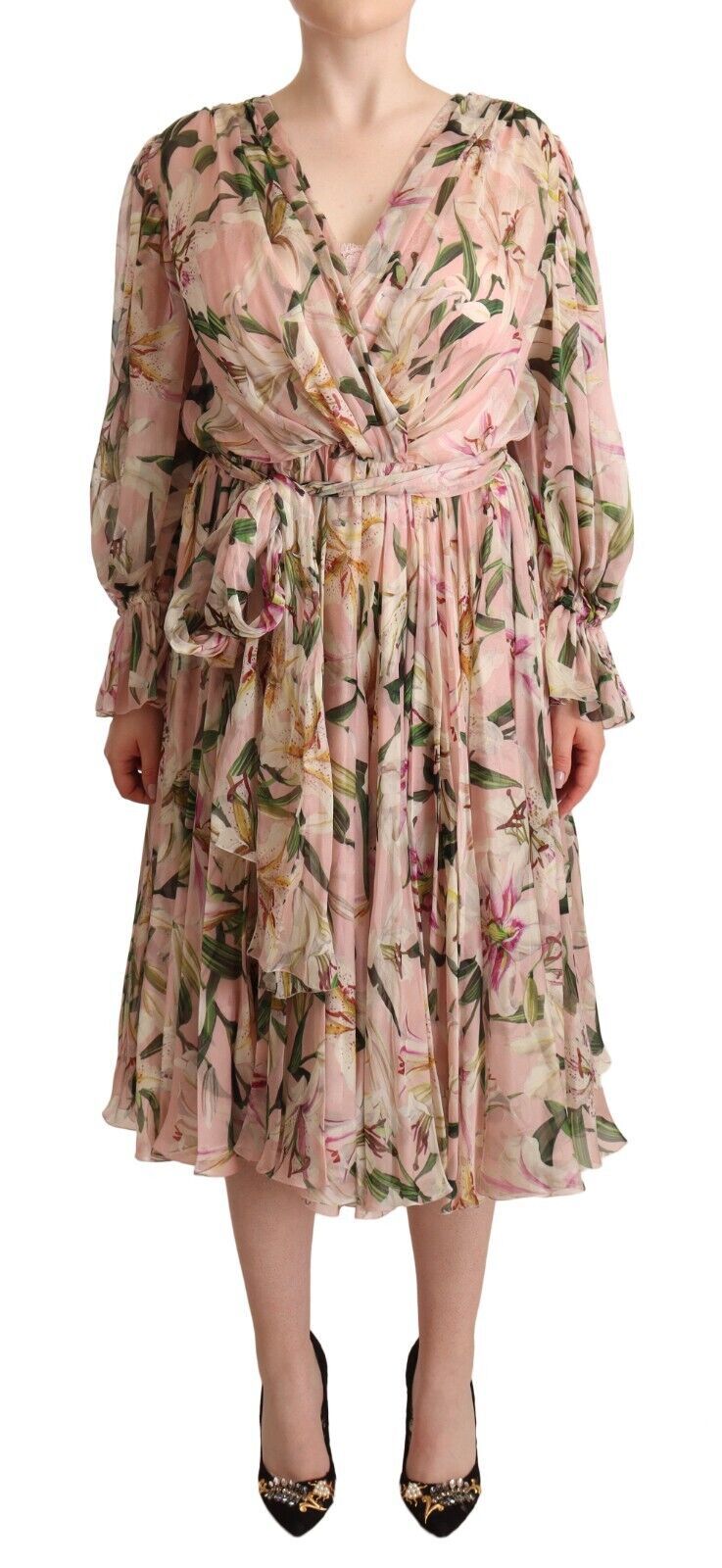 Dolce & Gabbana Elegant Floral Silk Midi Dress