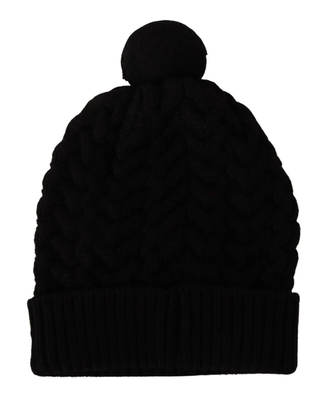 Dolce & Gabbana Elegant Black Cashmere Beanie with Logo Embroidery