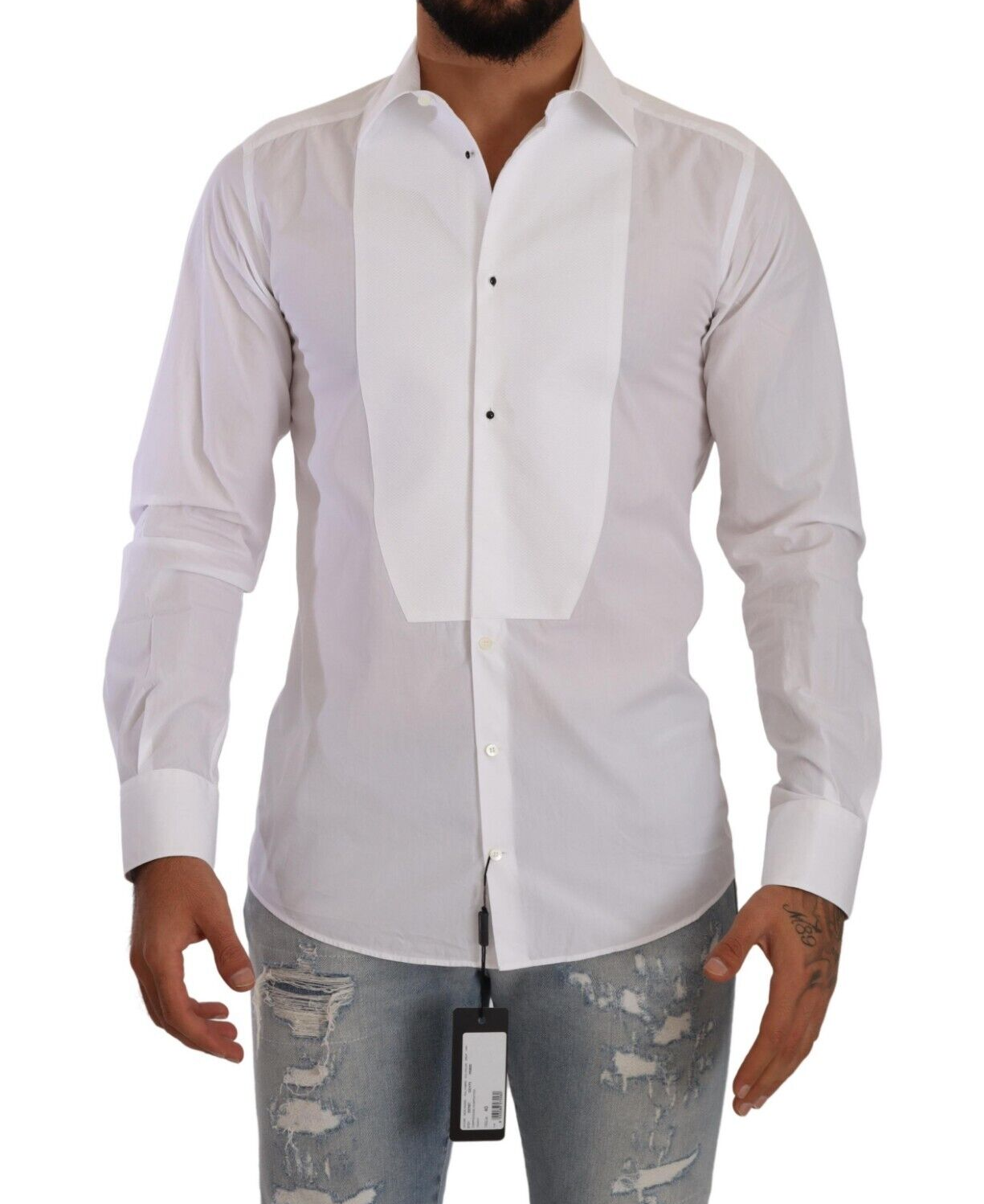 Dolce & Gabbana Elegant White Cotton Poplin Slim Fit Shirt