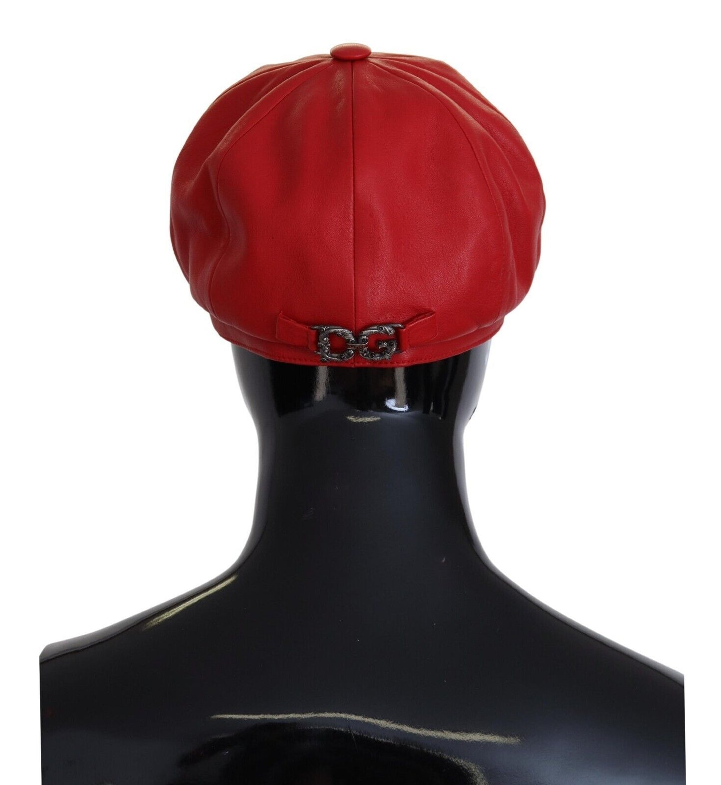 Dolce & Gabbana Exquisite Red Leather Cabbie Hat