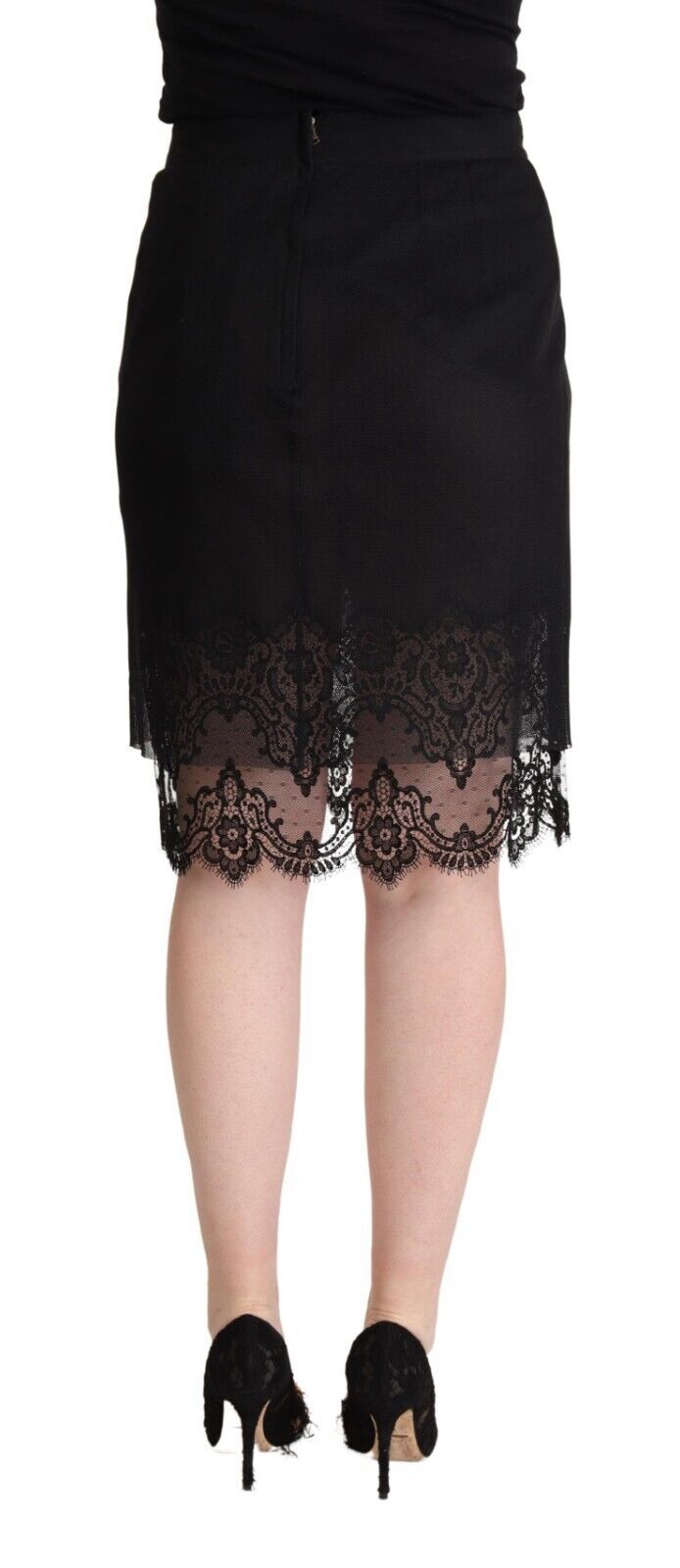 Dolce & Gabbana Elegant Floral Lace Pencil Skirt in Black