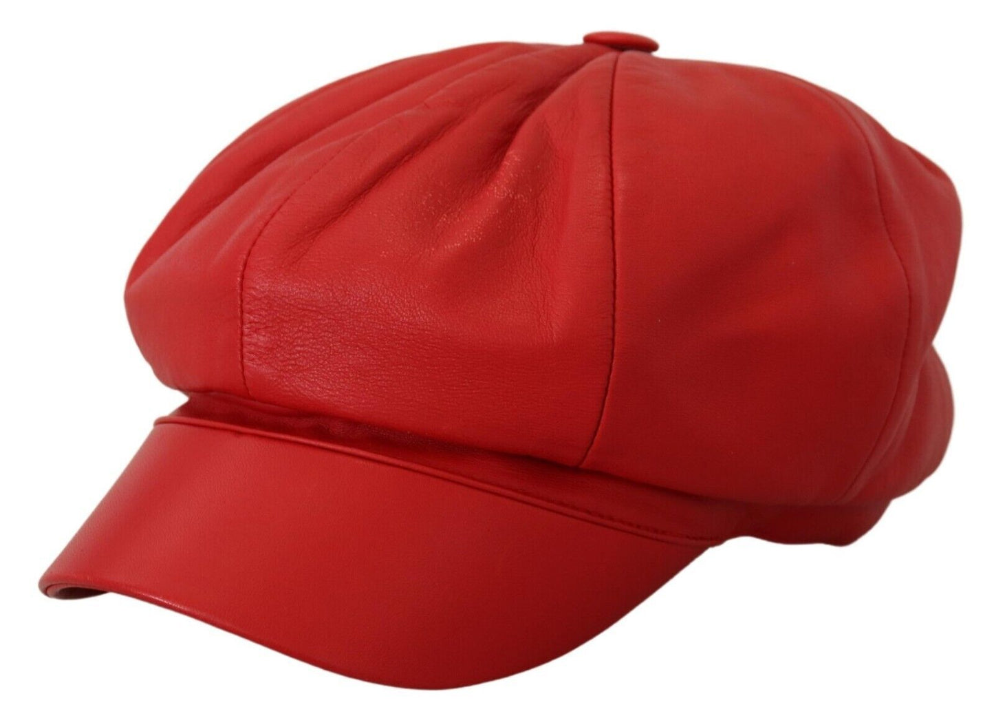 Dolce & Gabbana Exquisite Red Leather Cabbie Hat