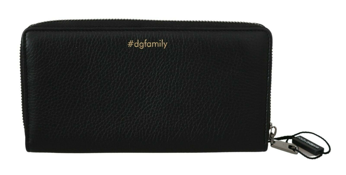 Dolce & Gabbana Elegant Black Leather Continental Clutch Wallet