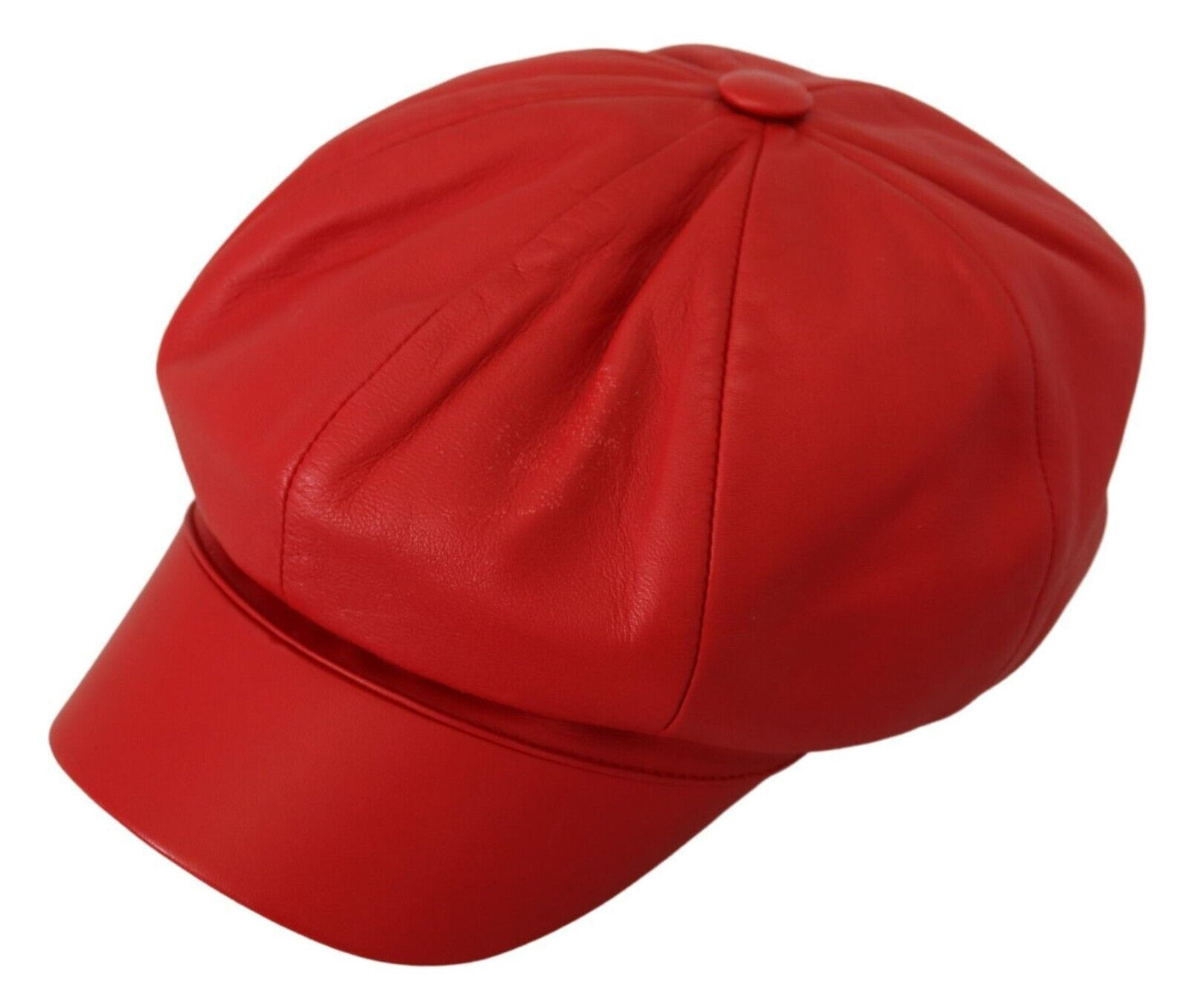 Dolce & Gabbana Exquisite Red Leather Cabbie Hat