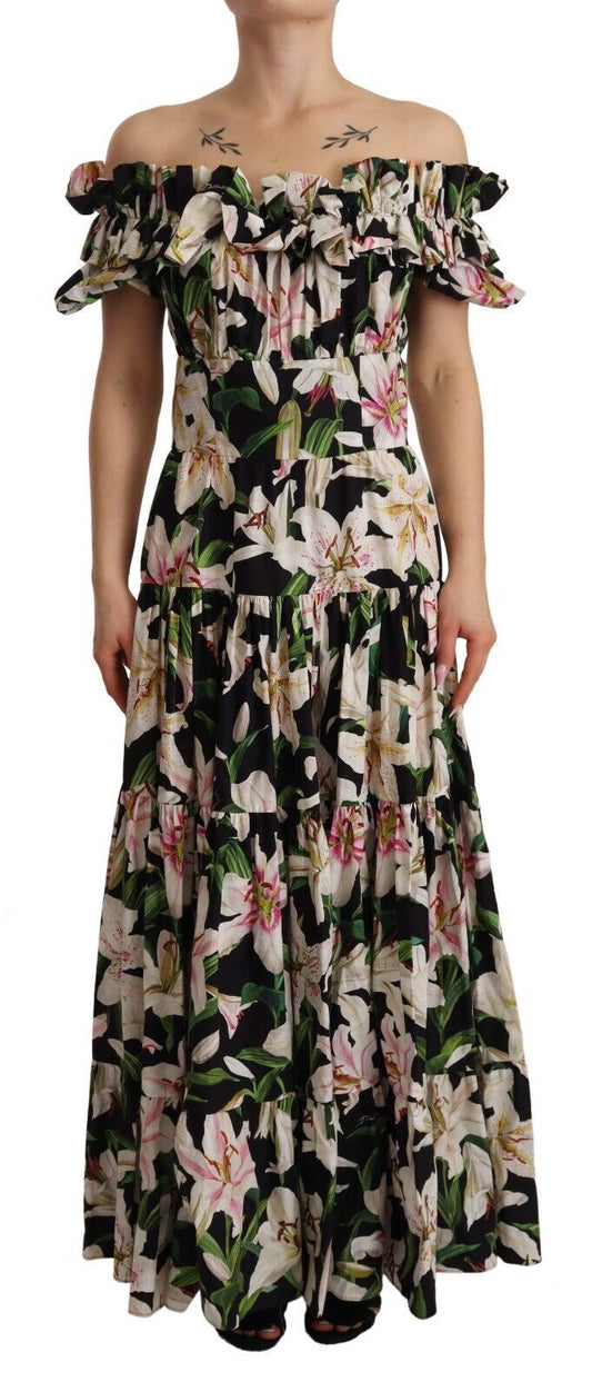 Dolce & Gabbana Elegant Cap Sleeve Lily Print Dress