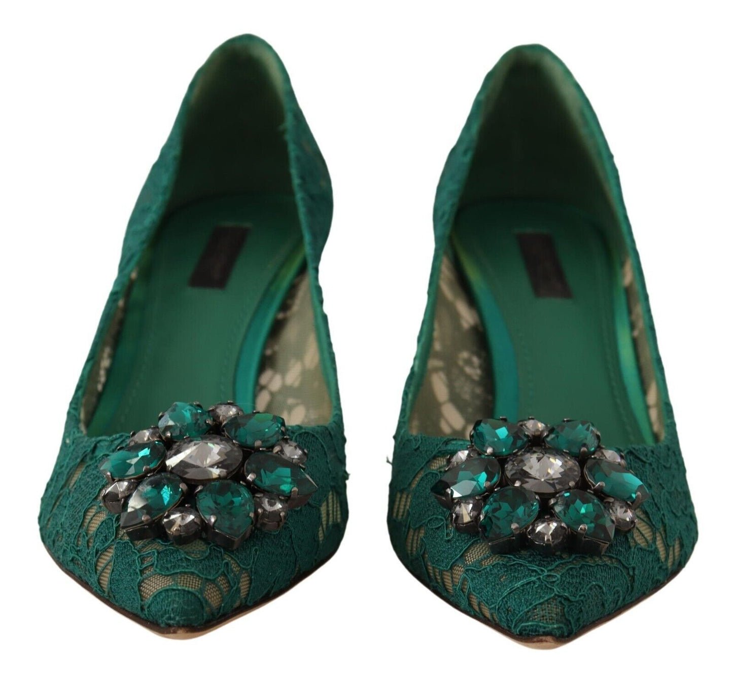 Dolce & Gabbana Emerald Taormina Lace Crystal Pumps