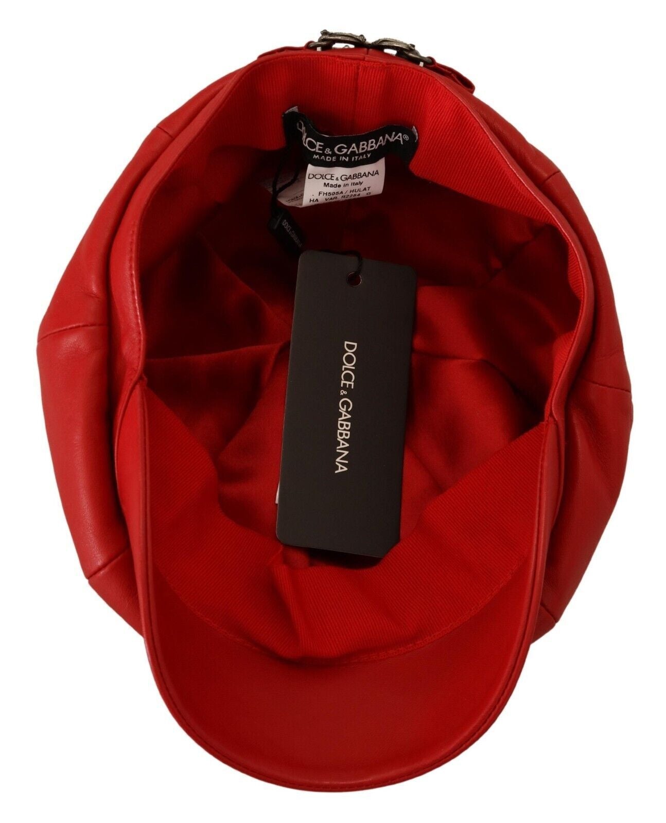 Dolce & Gabbana Exquisite Red Leather Cabbie Hat