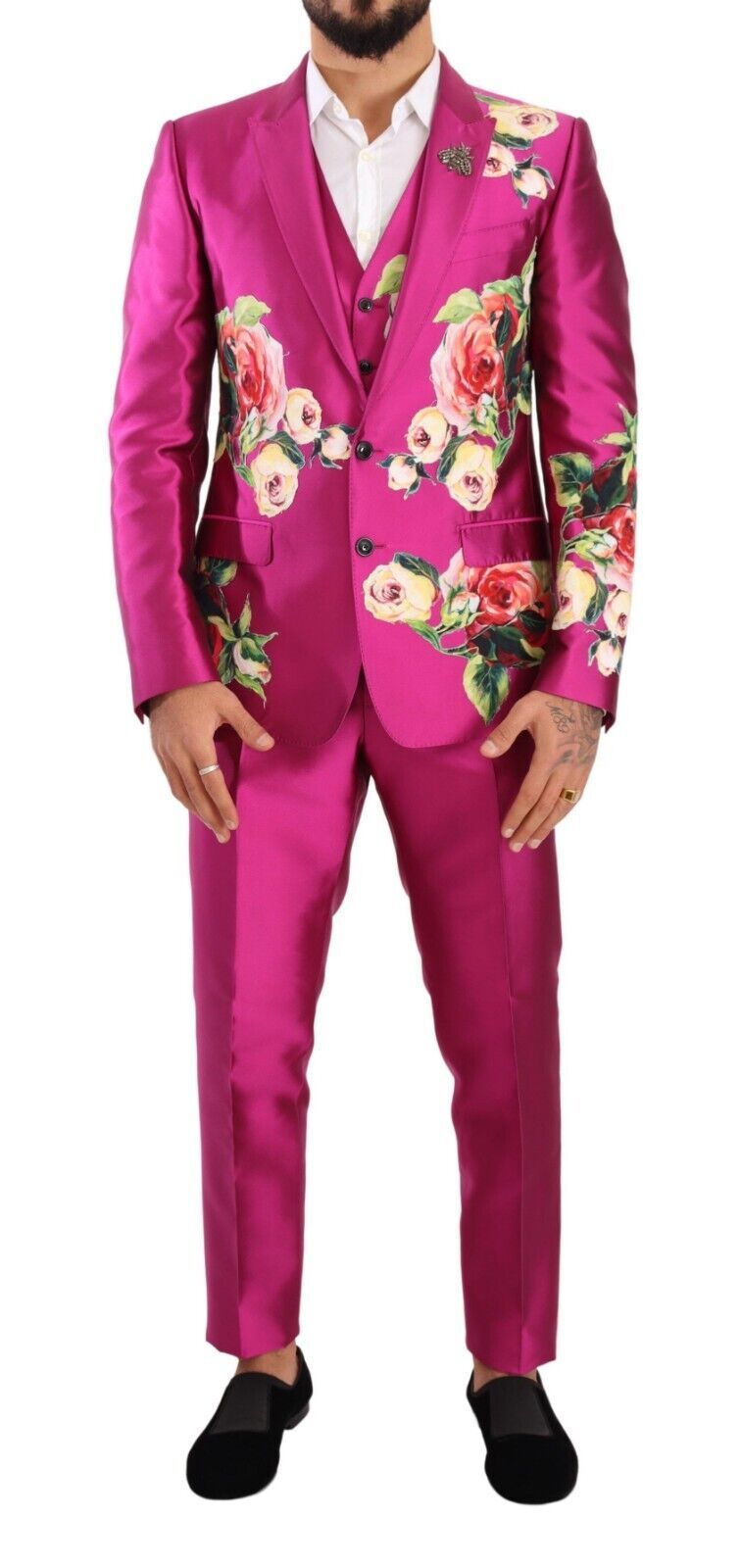 Dolce & Gabbana Elegant Pink Silk Martini Three-Piece Suit