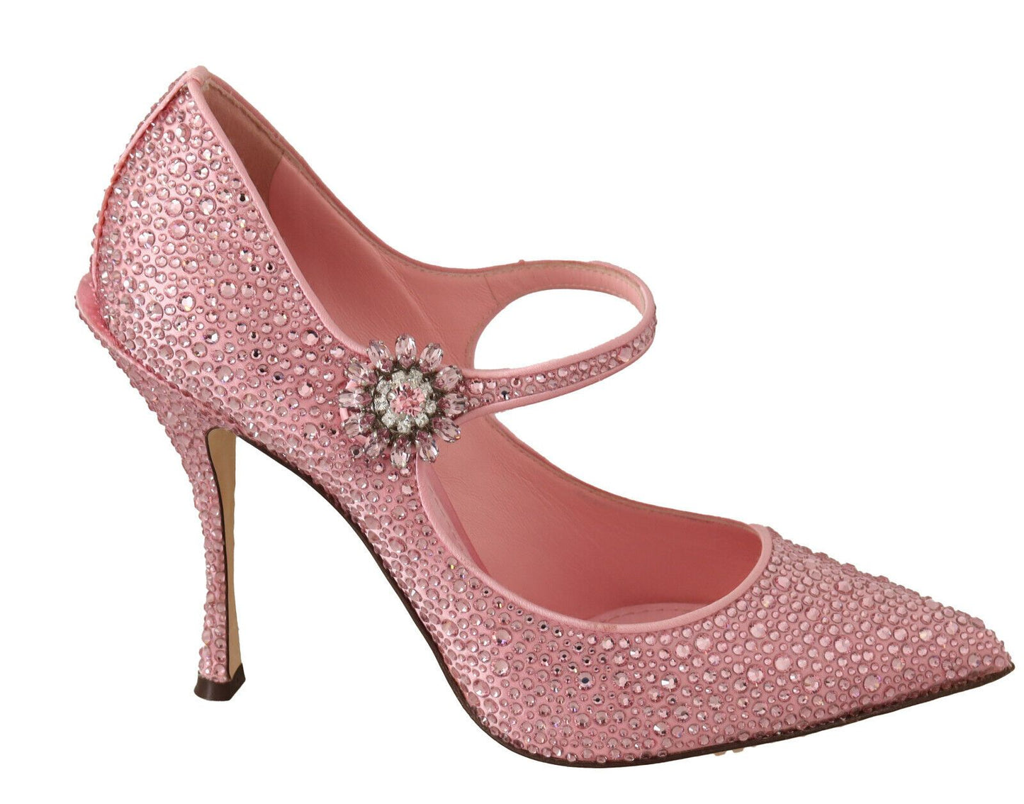 Dolce & Gabbana Crystal-Embellished Pink Silk Stilettos