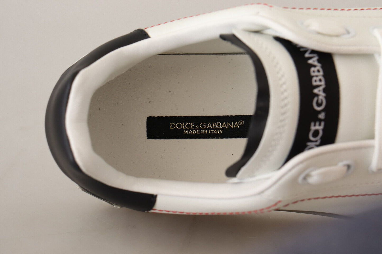 Dolce & Gabbana White and Gray Designer Leather Sneakers