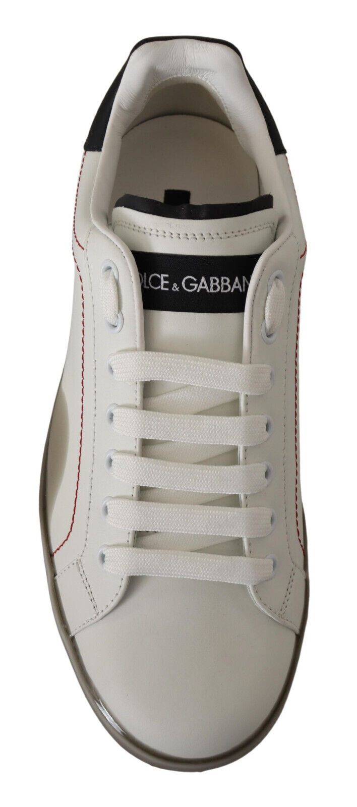 Dolce & Gabbana White and Gray Designer Leather Sneakers