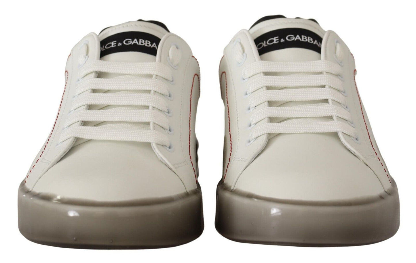 Dolce & Gabbana White and Gray Designer Leather Sneakers