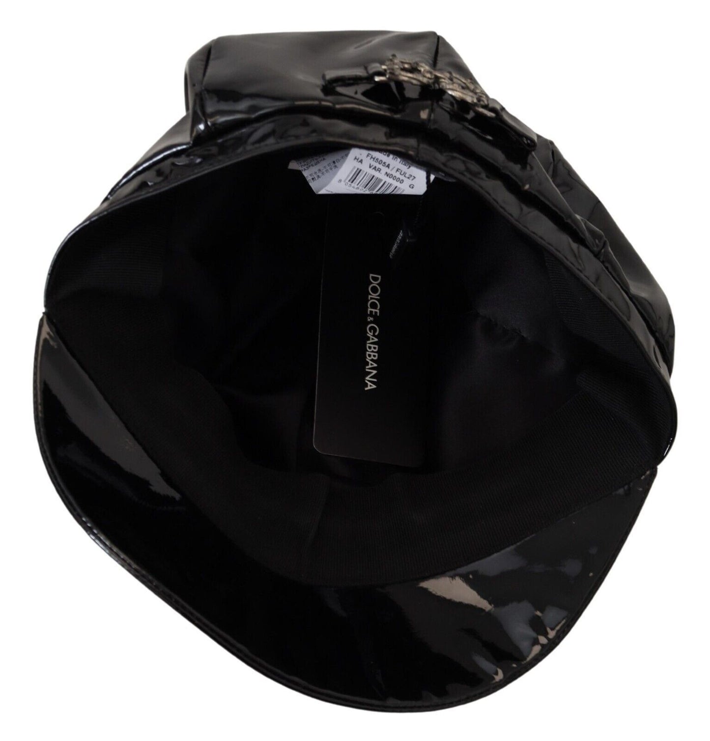 Dolce & Gabbana Elegant Black Leather Cabbie Hat