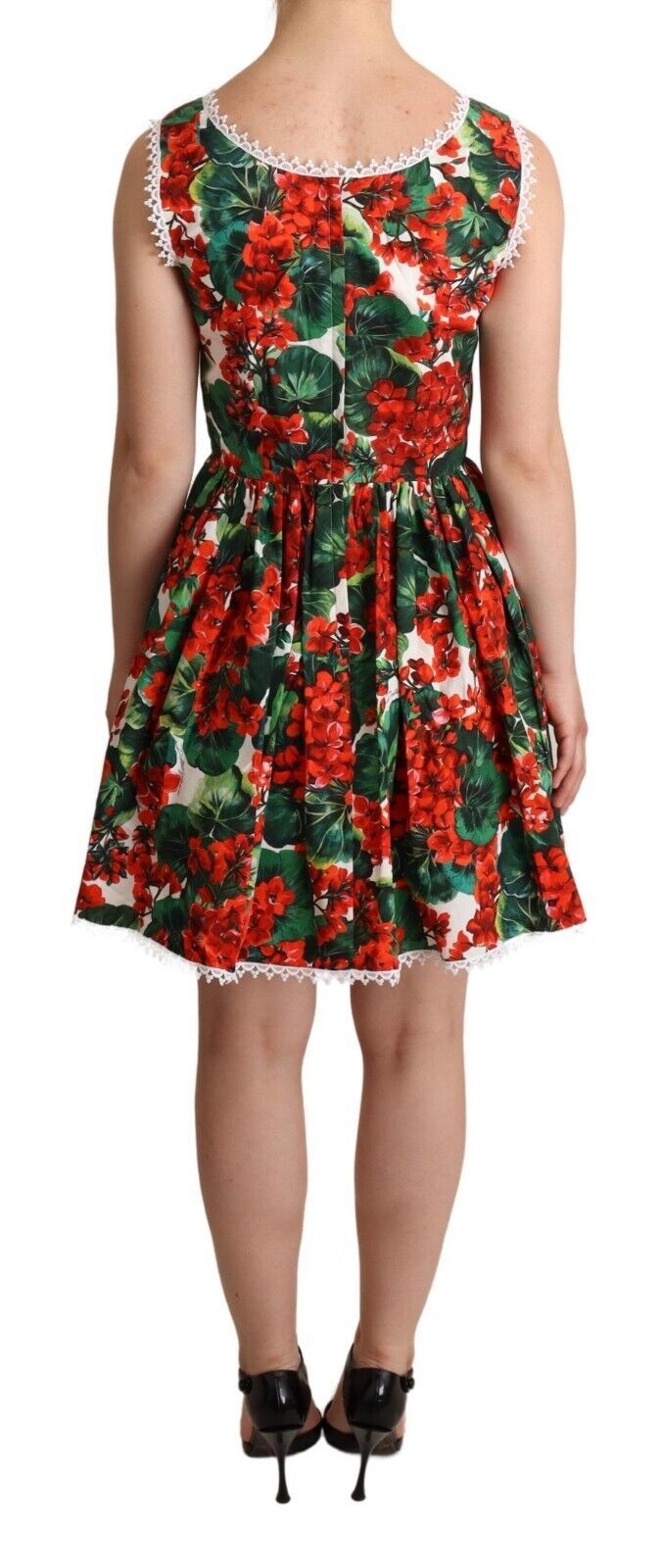 Dolce & Gabbana Red Floral Mini Dress with Zipper Closure