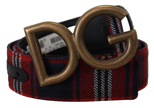 Dolce & Gabbana Elegant Multicolor Tartan Belt with Logo Buckle