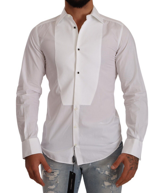 Dolce & Gabbana Elegant White Cotton Poplin Dress Shirt