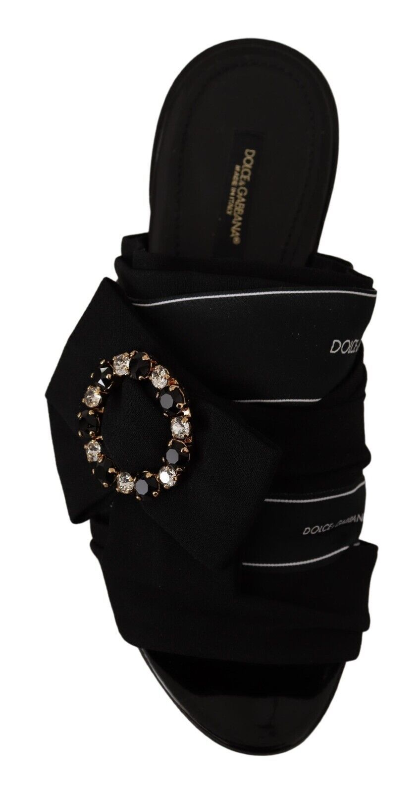 Dolce & Gabbana Elegant Black Crystal-Embellished Slides