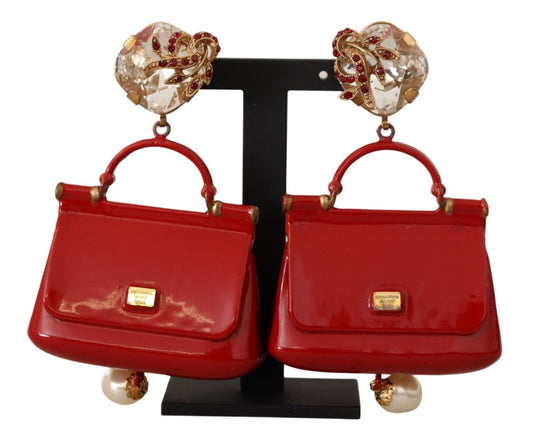 Dolce & Gabbana Enchanting Gold & Red Sicily Bag Earrings