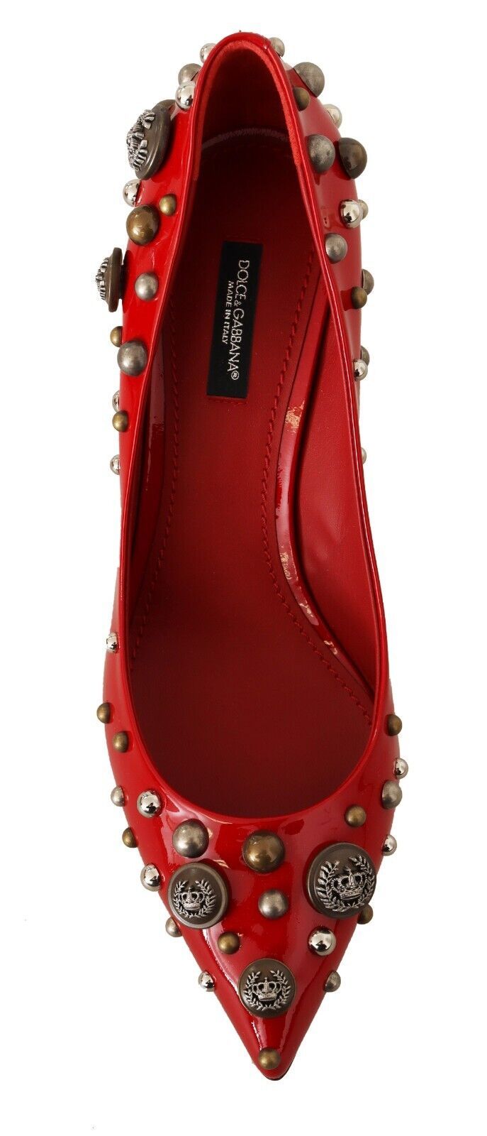 Dolce & Gabbana Radiant Red Patent Leather Pumps with Stud Accents