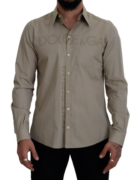 Dolce & Gabbana Elegant Beige Cotton Dress Shirt