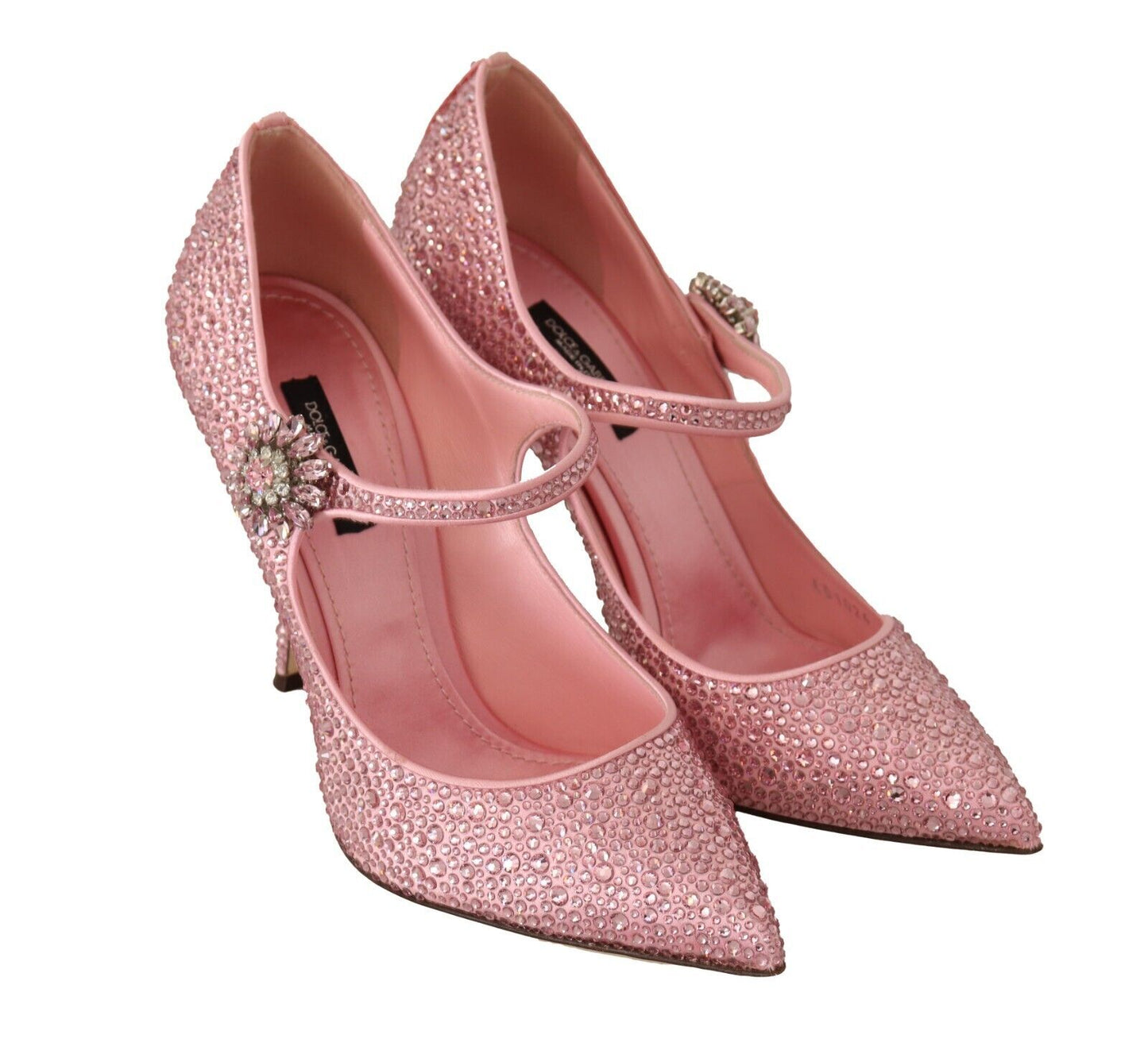 Dolce & Gabbana Crystal-Embellished Pink Silk Stilettos