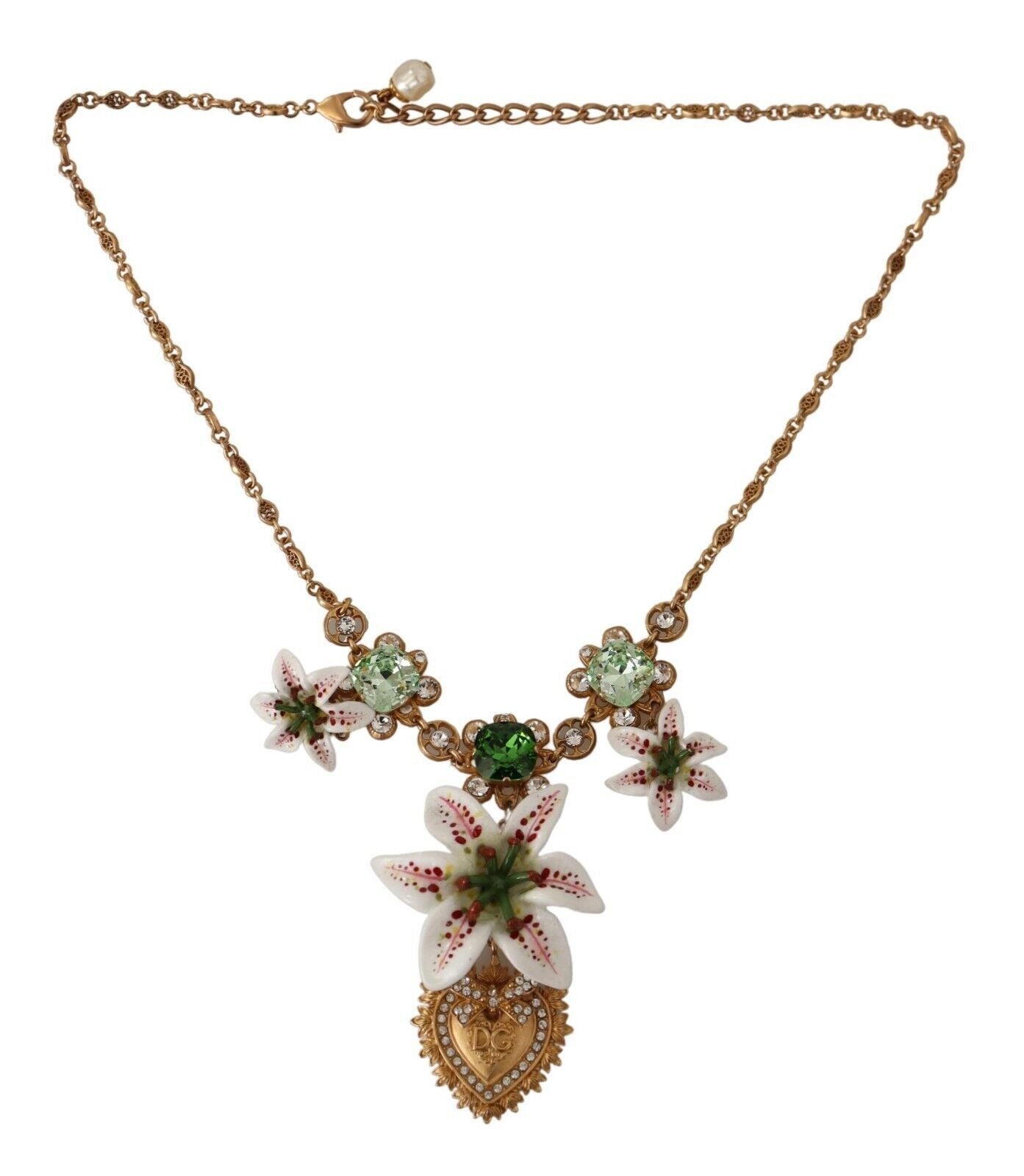 Dolce & Gabbana Elegant Gold Plated Charms Crystal Necklace