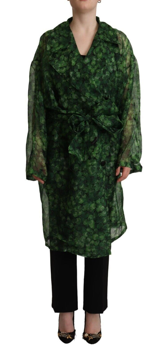 Dolce & Gabbana Silken Elegance Long Coat Jacket in Green