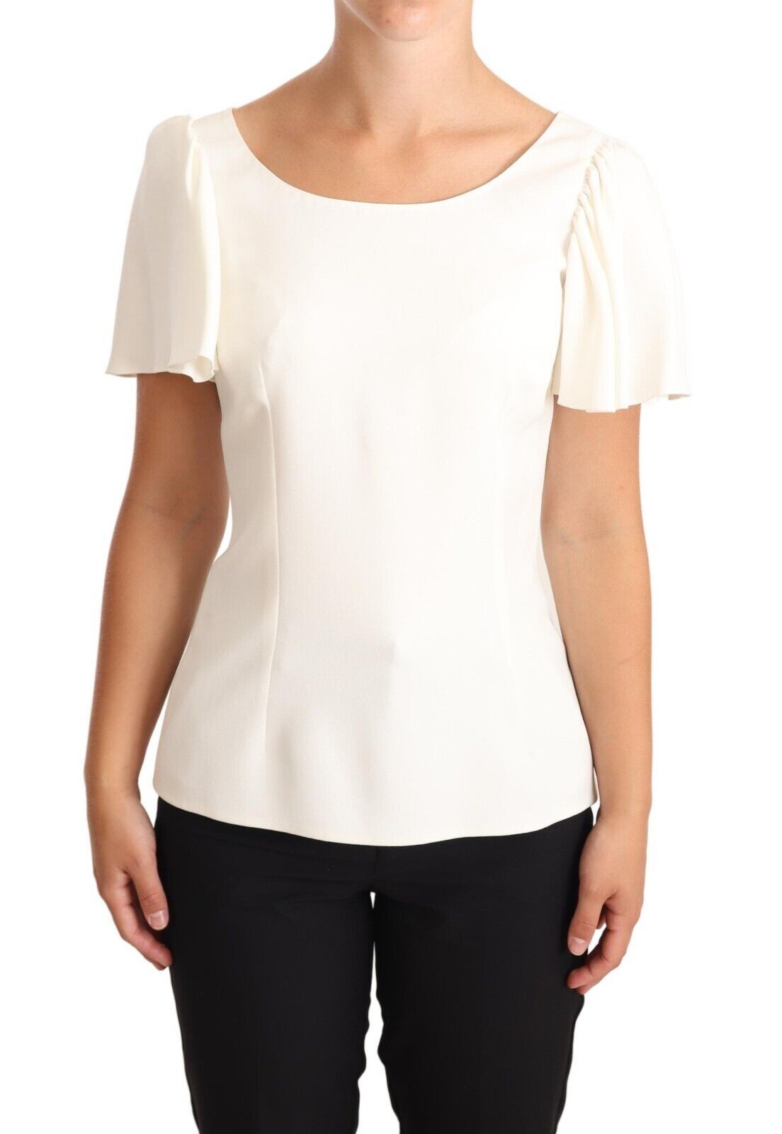 Dolce & Gabbana Elegant White Boat Neck Blouse