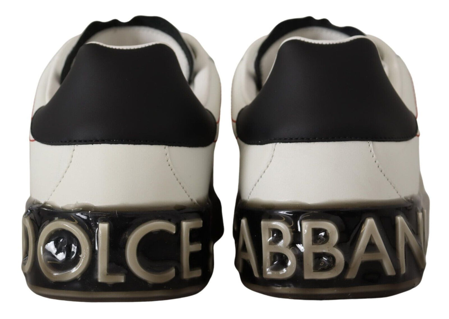 Dolce & Gabbana White and Gray Designer Leather Sneakers