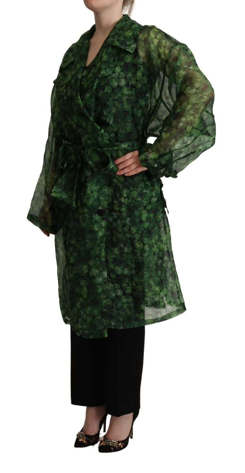 Dolce & Gabbana Silken Elegance Long Coat Jacket in Green