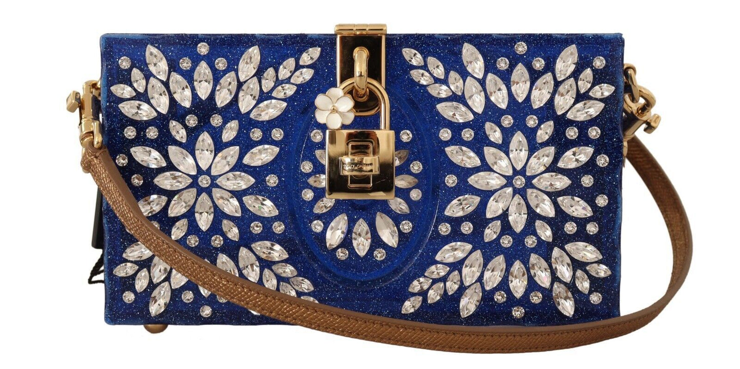 Dolce & Gabbana Crystal Embellished Blue Box Bag