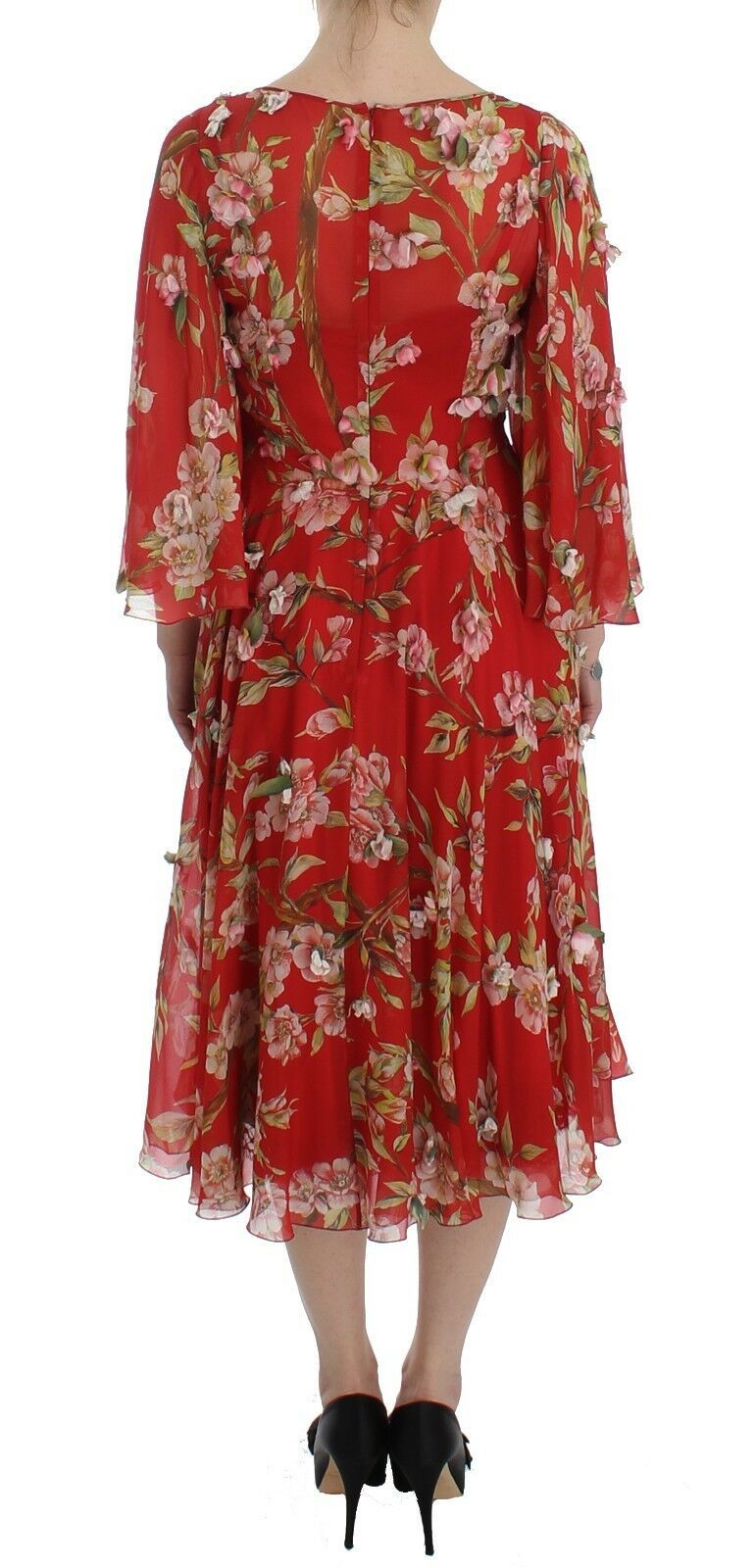 Dolce & Gabbana Exclusive Silk Red Floral Shift Dress