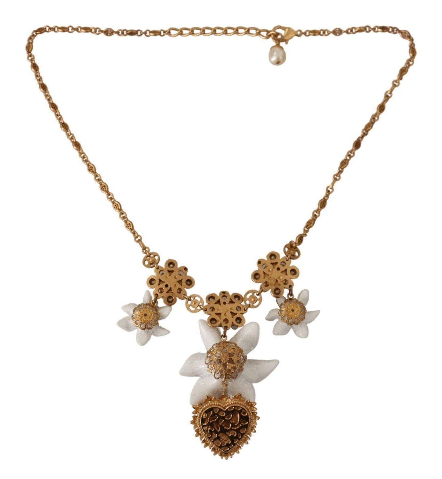 Dolce & Gabbana Elegant Gold Plated Charms Crystal Necklace