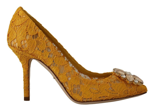 Dolce & Gabbana Rainbow Lace Crystal Pumps - Yellow Elegance