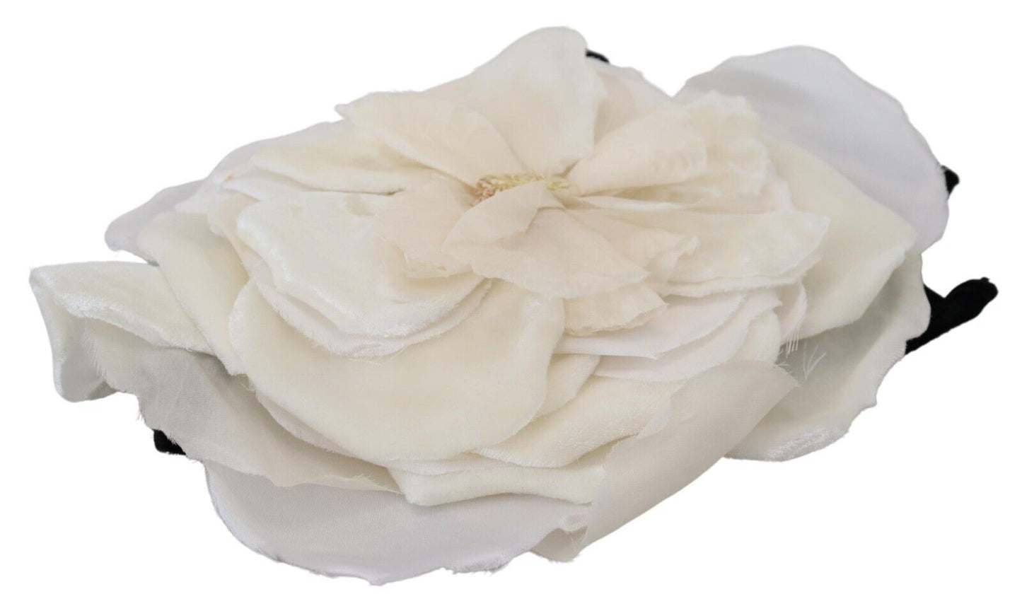 Dolce & Gabbana Elegant White Silk Floral Hat