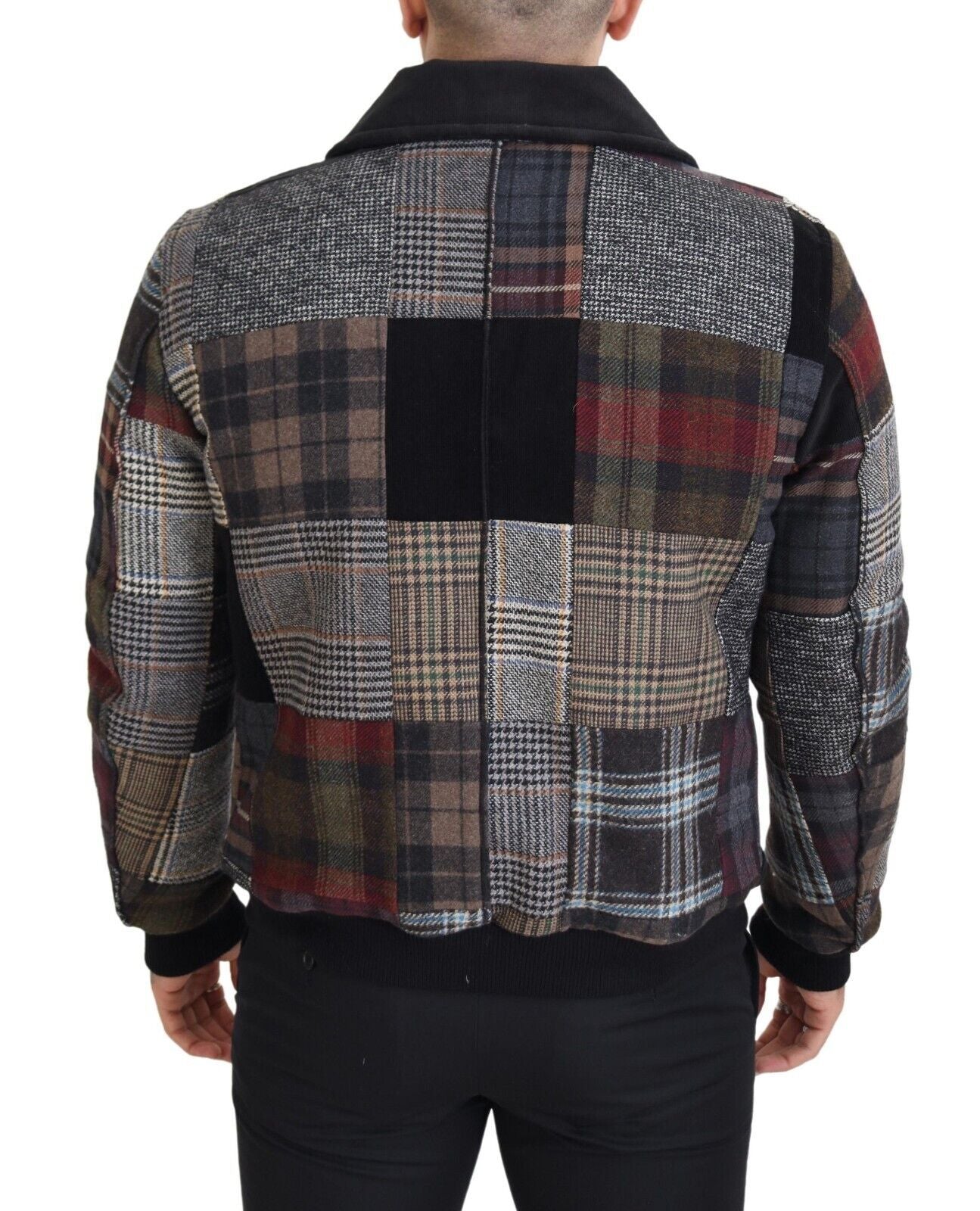 Dolce & Gabbana Multicolor Plaid Bomber Jacket with Luxe Blend