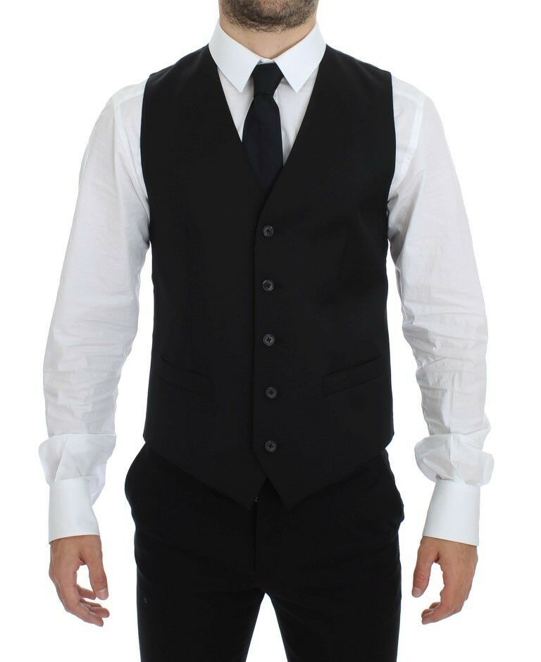 Dolce & Gabbana Elegant Black Wool Dress Vest