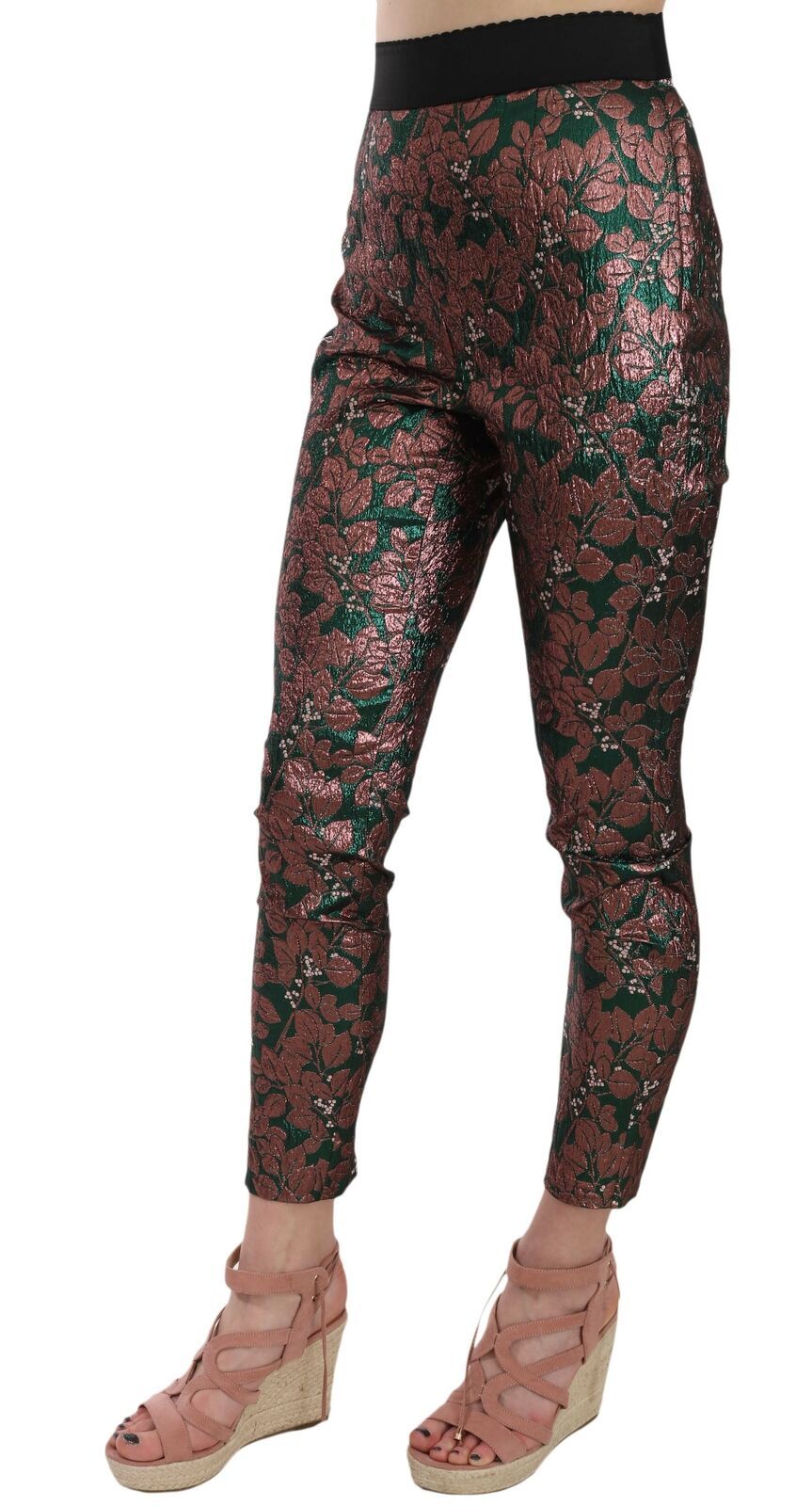 Dolce & Gabbana Multicolor Iridescent Brocade Jacquard Trousers Crop Pants