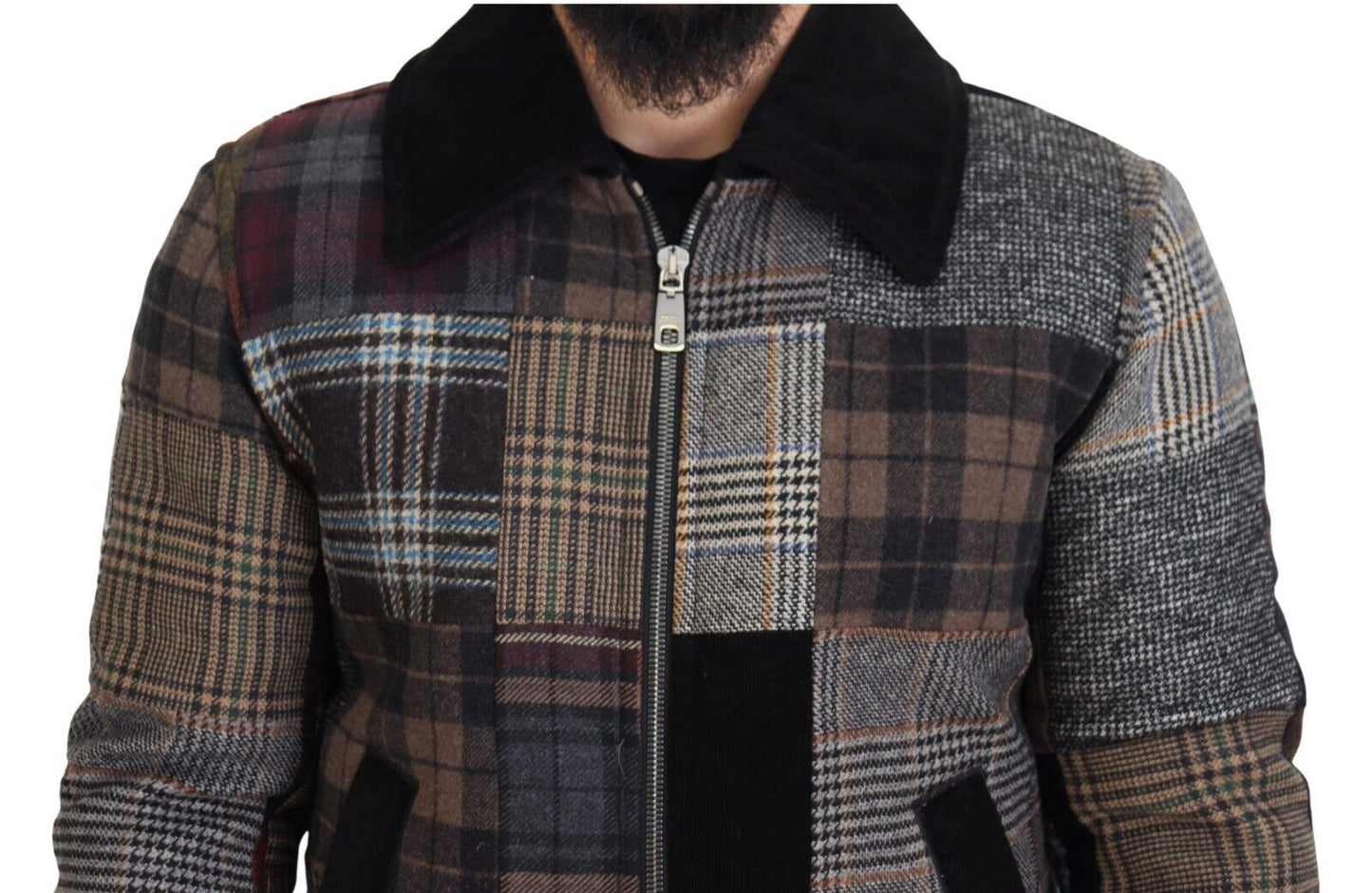 Dolce & Gabbana Multicolor Plaid Bomber Jacket with Luxe Blend