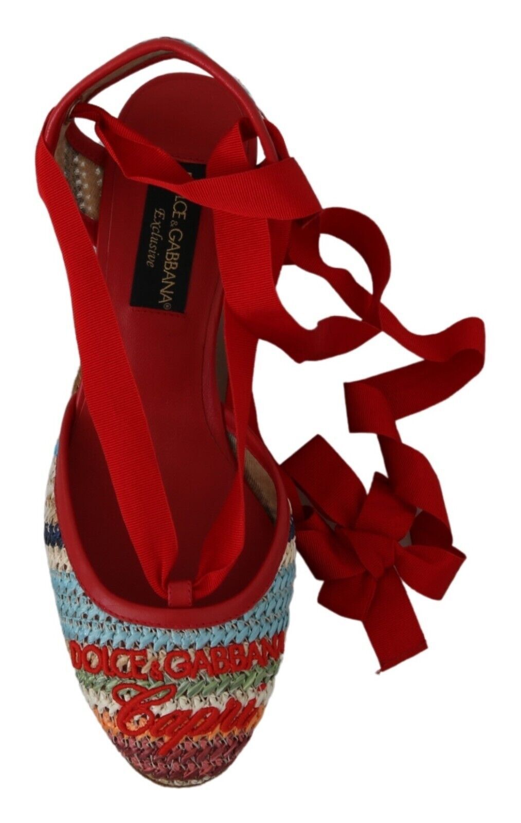 Dolce & Gabbana Multicolor Raffia Wedge Heels Sandals