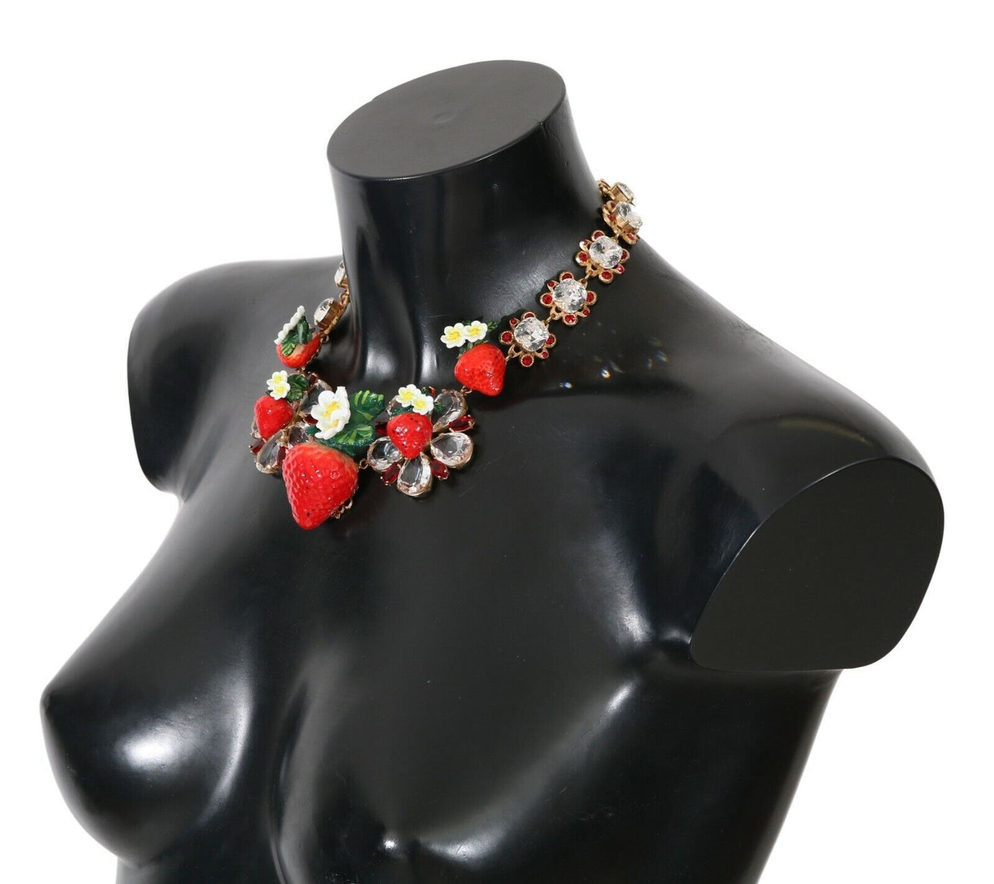 Dolce & Gabbana Elegant Strawberry Charm Crystal Necklace