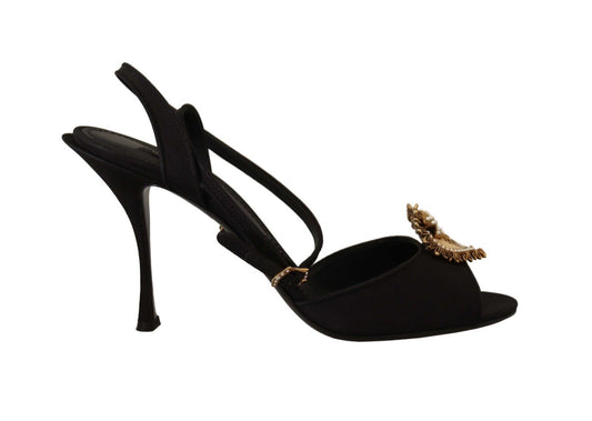 Dolce & Gabbana Elegant Silk-Leather Ankle Strap Heels