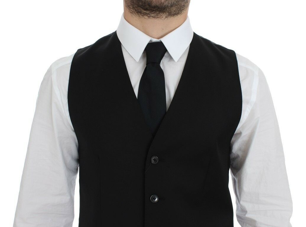 Dolce & Gabbana Elegant Black Wool Dress Vest