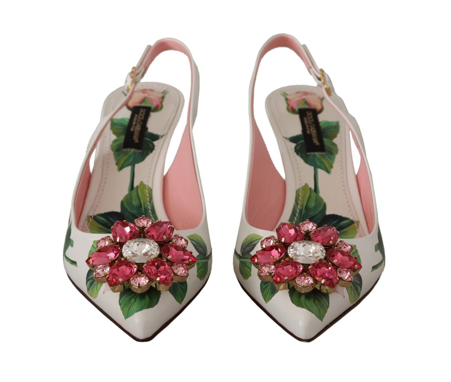 Dolce & Gabbana Ethereal Floral Embellished Slingback Heels