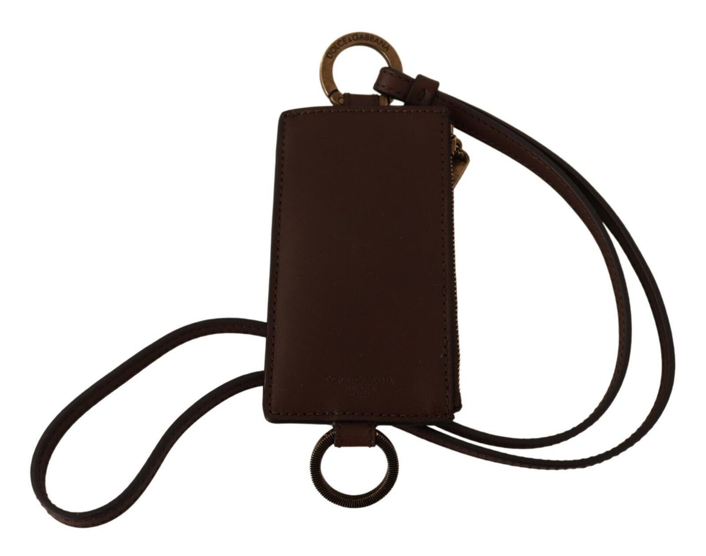 Dolce & Gabbana Chic Toffee Leather Lanyard Cardholder