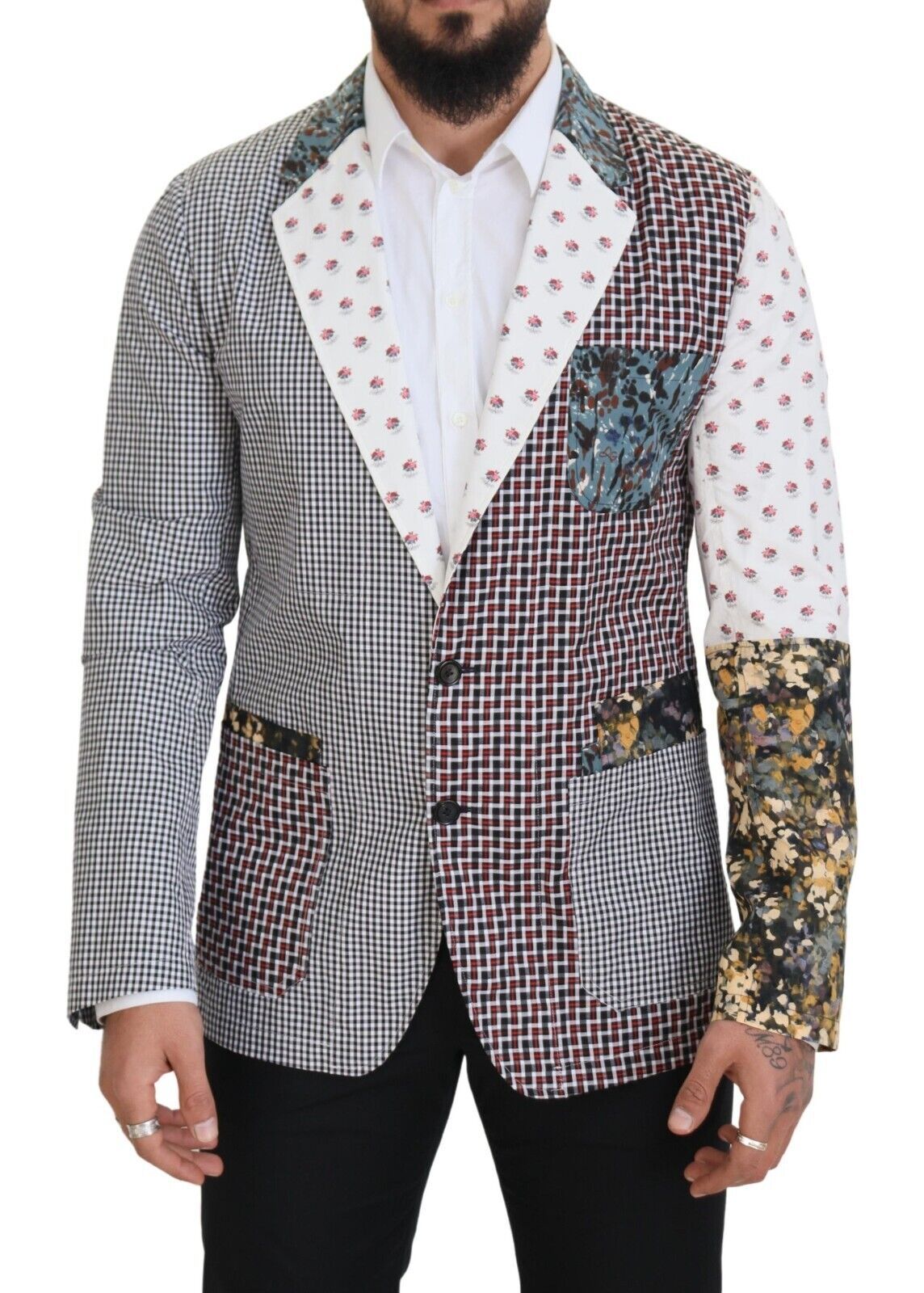 Dolce & Gabbana Multicolor Cotton Slim Fit Blazer