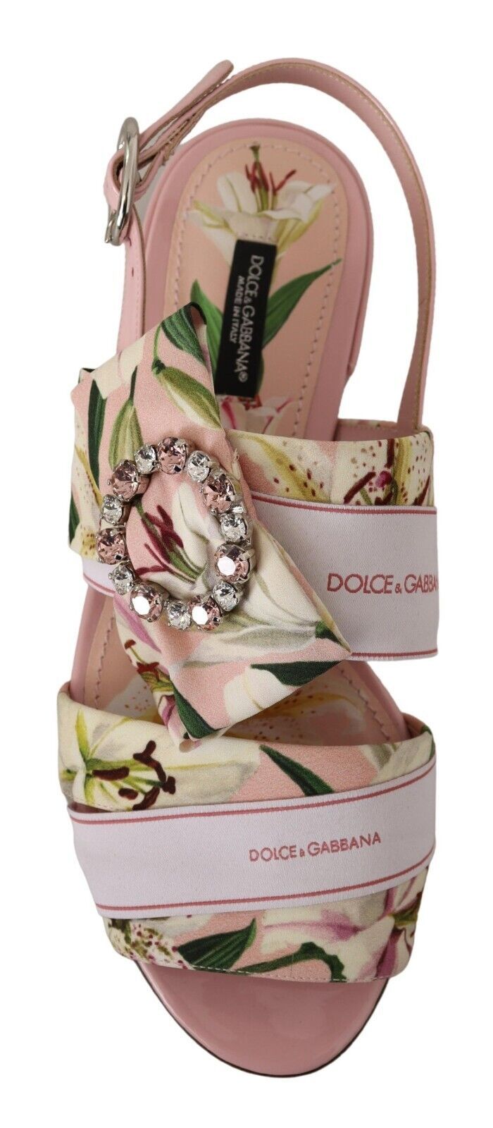 Dolce & Gabbana Floral Crystal-Embellished Silk Slide Flats