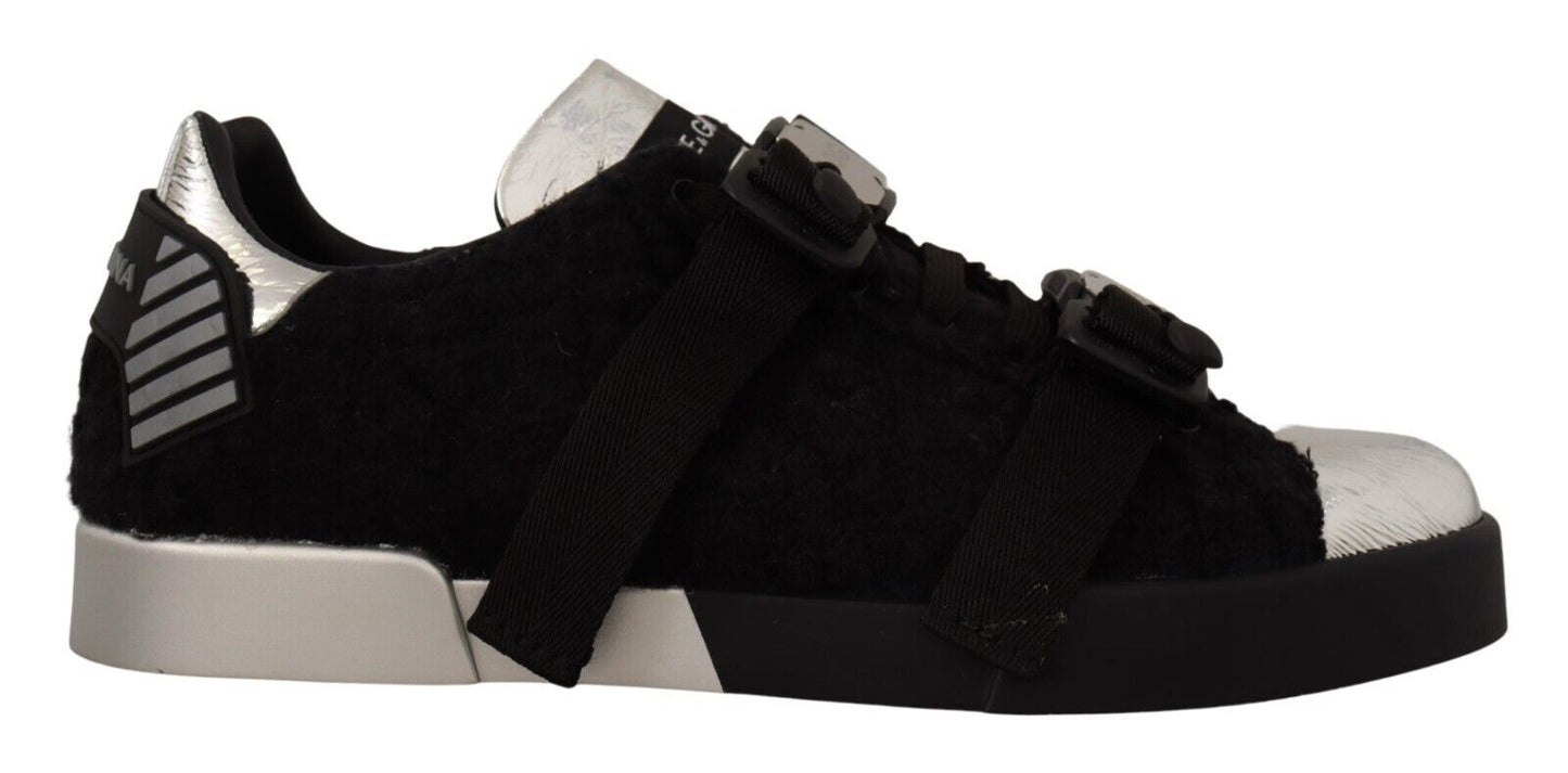 Dolce & Gabbana Elegant Shearling-Trimmed Leather Sneakers