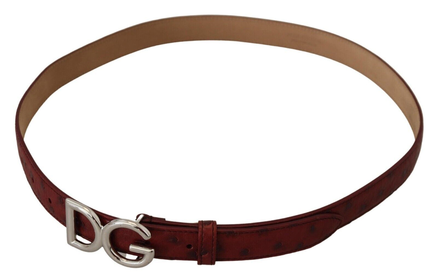 Dolce & Gabbana Bordeaux Leather Silver Logo Metal Buckle